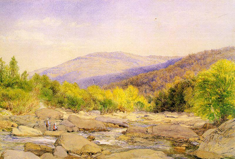 Hill, John William View on Catskill Creek Sweden oil painting art